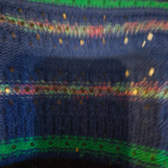 Alfred Dunner Vintage Coogi Style Inspired Striped Knit Sweater Large Blue Green - Picture 3 of 7